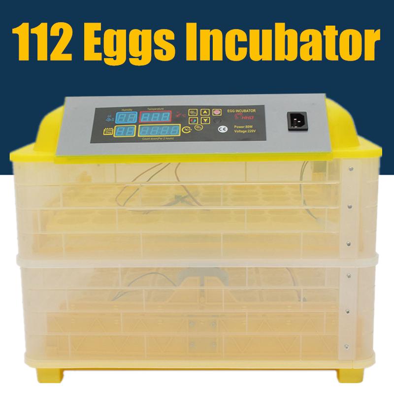

112 Eggs Digital Automatic Incubator Hatcher Automatic Incubation Emperature Control Chicken Poultry Hatching Machine US/EU Plug 100W