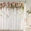 Hemduschdraperier för badrum vattentätt tyg nordisk stil konstgjord blomma väggmönster badrumsdraperier duschdraperi