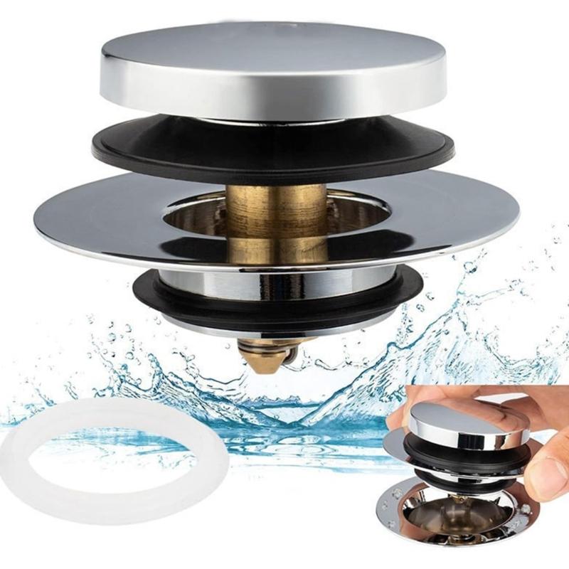 Shock Absorbing Bathtubs Drain Plug Innovative Spring Loading Mechanism Strong Metal Bathtubs Drain for Bathroom Use