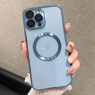 Husă de telefon de încărcare fără fir Magsafe, transparentă de lux, pentru iPhone 15 14 13 12 11 Pro Max Plus, husă de protecție magnetică din silicon