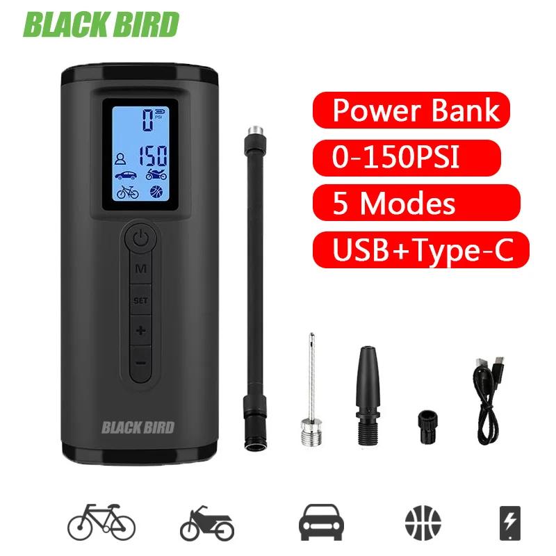 BlackBird Tire Inflator Portable Mini LED Smart Digital Tire Pressure Sensor Electric Air Pump For Bicycle Motorcycle Car Soccer Air pump