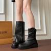 British style thick heel boots women's autumn new thin thick sole removable two wear stacked boots pants tube boots
