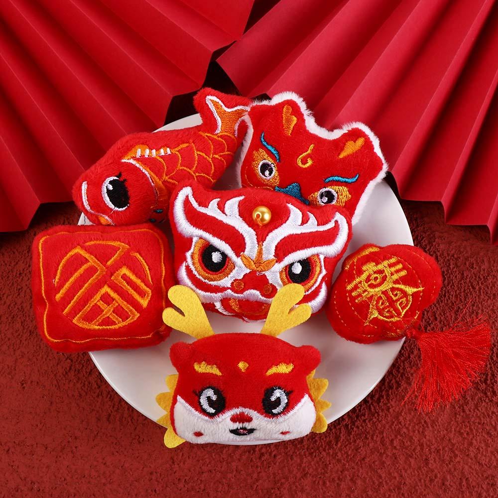 Cute Spring Festival Pin Lucky New Year Badge Cartoon Lion Dance Brooch  Unisex