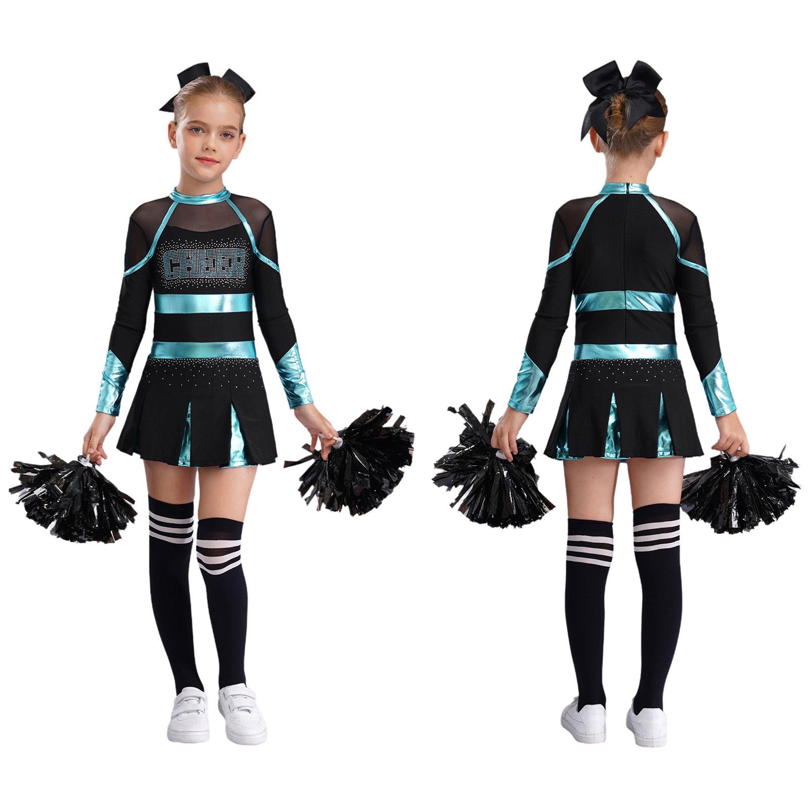 

Дитячий костюм Cheer Leader Хеллоуїн Черлідінг Уніформа Сукня з помпонами та шкарпетками Карнавальна вечірка Модний костюм 5-6 Years