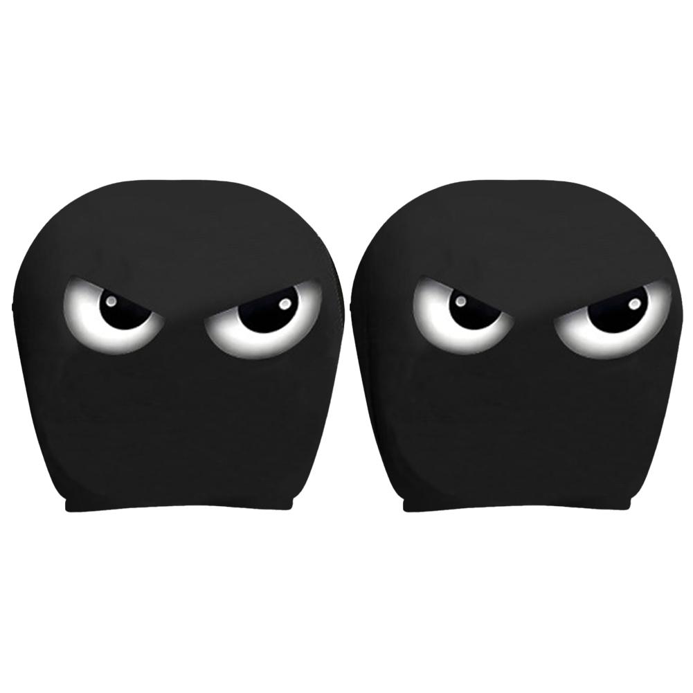 2PCS Funny Halloween Car Headrest Cover Decor Big-eyed Cartoon Print Headrest Cover Creative Car Seat Headcover