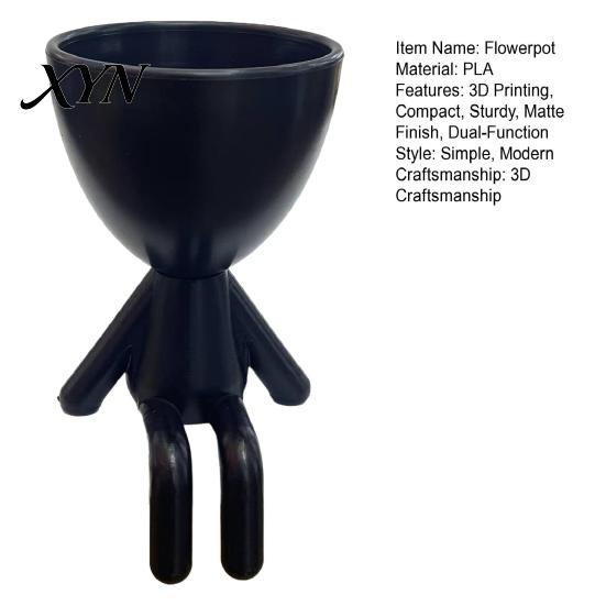 Indoor Plant Pot Ornament 3D Printed Sitting Human Figure Succulents Planter, 2-in-1 Desktop & Decor Ornament, Matte Finish Office Desk Planter