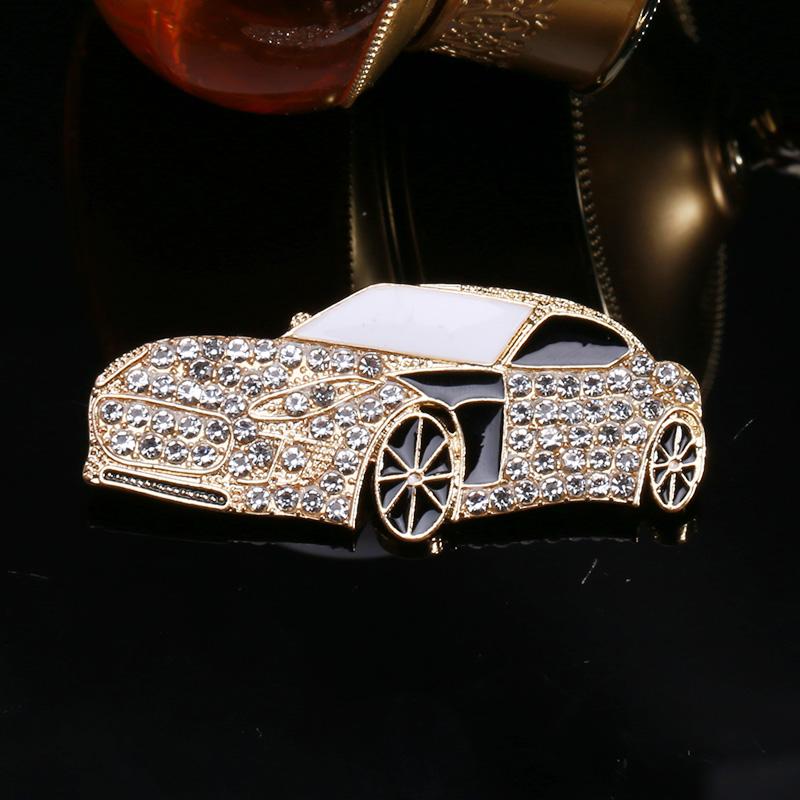 Blucome Broches de voiture rouge collier costume épingles à revers plein strass mariage Corsage broches bijoux filles Clip