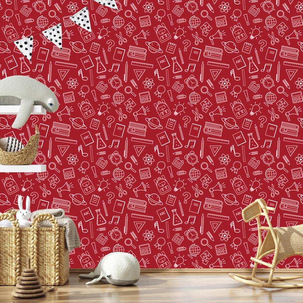 Wallpaper School Supplies Red, Red Center 50x1000