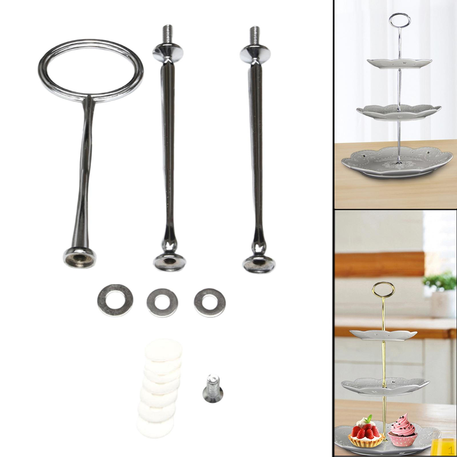 

Подставка для торта с ручкой и стержнем, металлический держатель для десерта, 3 яруса, поднос для кексов silvery