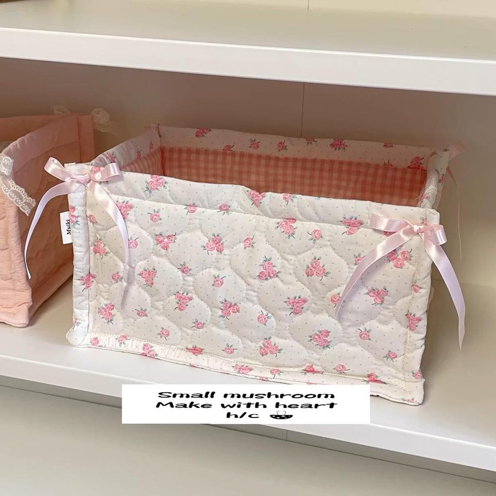 Handmade Quilted Square Storage Basket - Blogger-Inspired Style Desktop Organizer Box