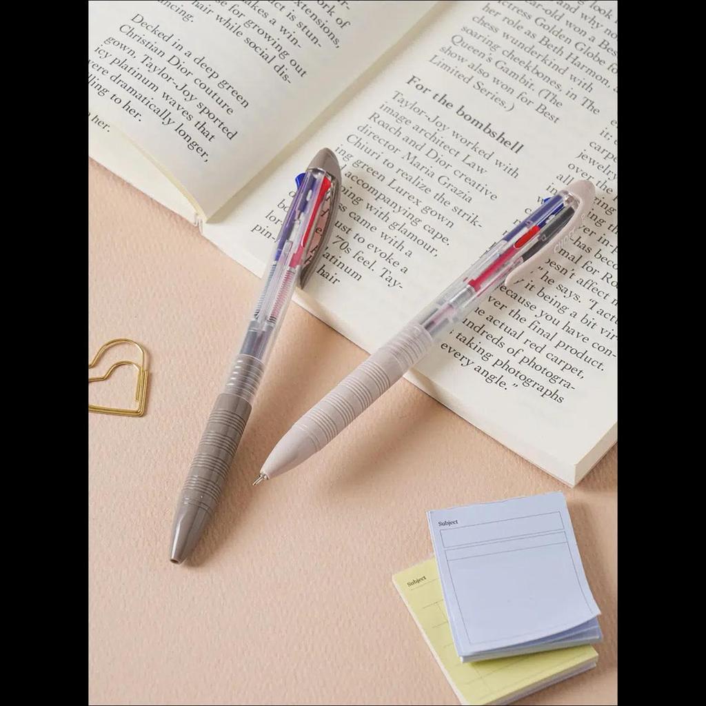 [K-Stationery] Daiso Korea 3-Color Ultra Low Viscosity Ballpoint Pen 0.38mm - 2P Set Sand Cream (Smooth Writing)