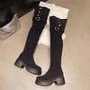 6300-1 Huiliya High-heeled Knee Boots Children's Long Boots Thick-soled Thick-heeled 2025 New Autumn and Winter Thin Tall Tube