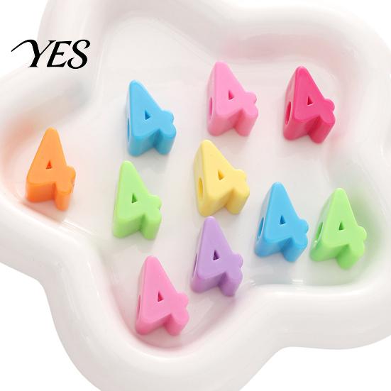 Large Hole Beads 5Pcs DIY Acrylic Bubble Number Beads, 0-9 Chunky Colorful Spacer for Crafting Projects