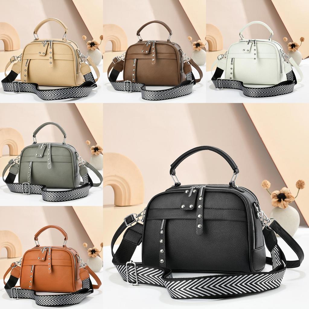 Pu Leather Shoulder Bag With Zipper Pockets And Adjustable Strap For Daily Use