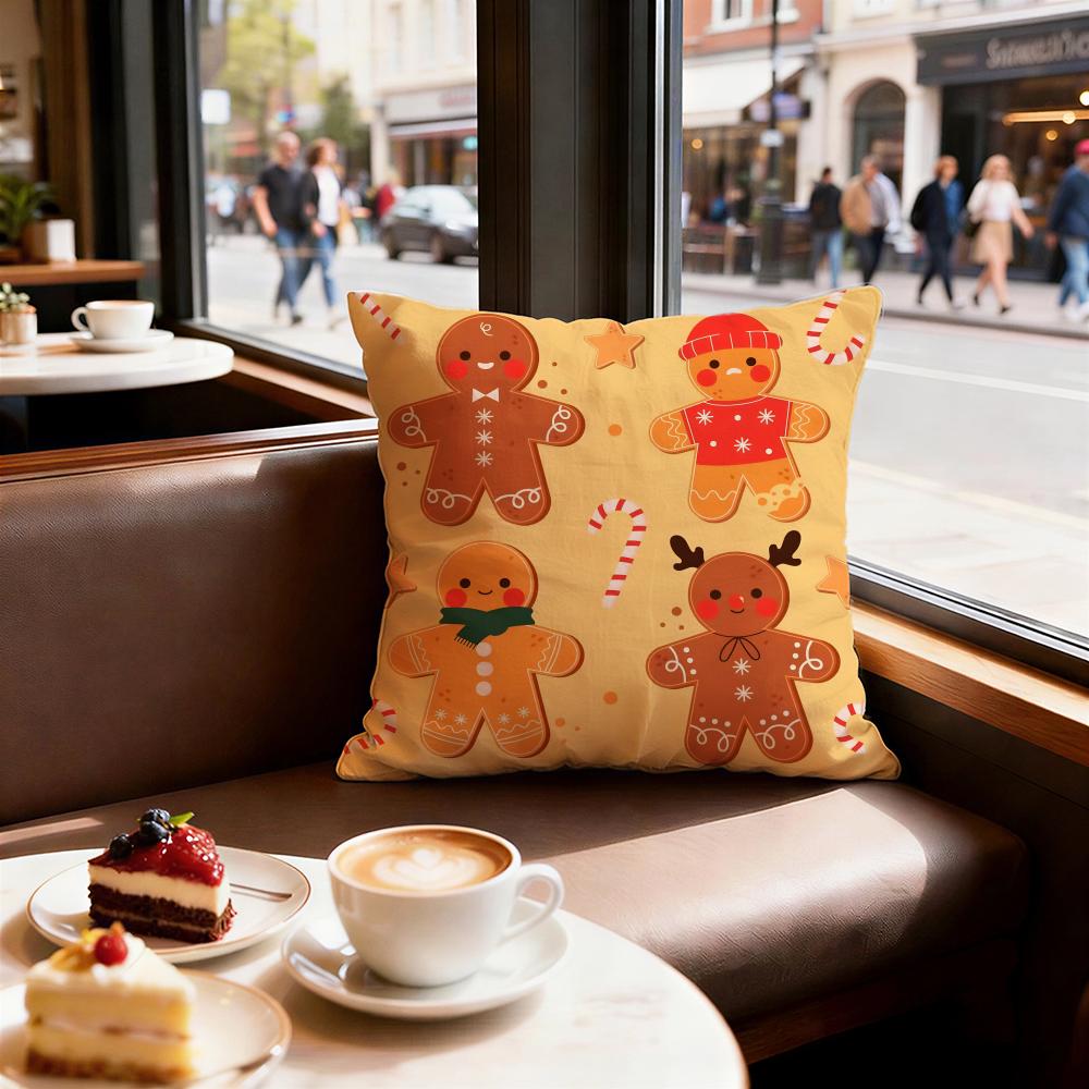 Festive Adorable Ginger Bread Cushion Cover Decorative Cushions Covers Cover Sofa 50x50 Pillow 4 Piece 45x45 40x40 Pillowcase