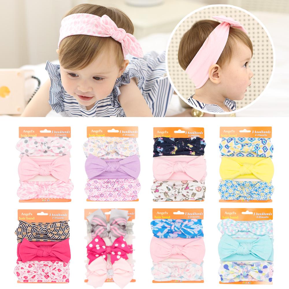 Children's Red Bow Headband Set: 3-Piece Elastic Baby Girl Hair Accessory