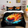 Fiery Basketball In Action Print Soft Comfortable Duvet Cover Bedding Set Included 1*Duvet Cover  2*Pillowcases Luxury Gifts
