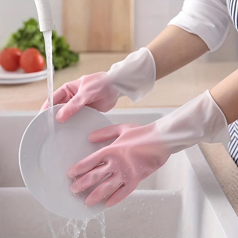 Household Housework Dishwashing Gloves Women's Kitchen Rubber Waterproof Washing Gloves Rubber Durable Thickened Wear-resistant Cleaning Extended