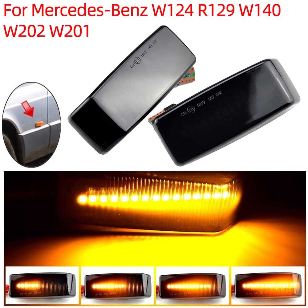 2 Stück Auto LED Kotflügel Seitenmarkierungsleuchte Sequentielle Seitenmarkierung Blinkerlampe Kompatibel