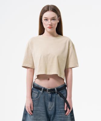 Descheuis Everyday Pigment Crop Short Sleeve Tee (W) Beige