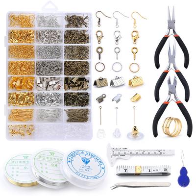 Legierung Zubehör Schmuck Erkenntnisse Set Schmuck Machen Werkzeuge Kupfer Draht Offene Biege Ringe Ohrring Haken Schmuck Machen Liefert Kit