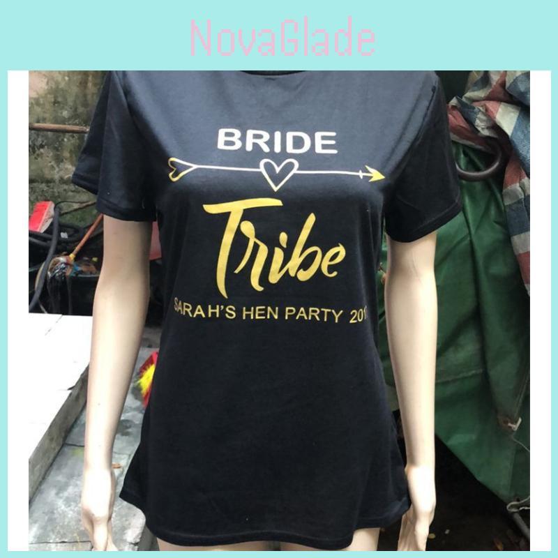 Bride Tribe Letter Print Short Sleeve T Shirt For Women Breathable Fashion Casual Wear