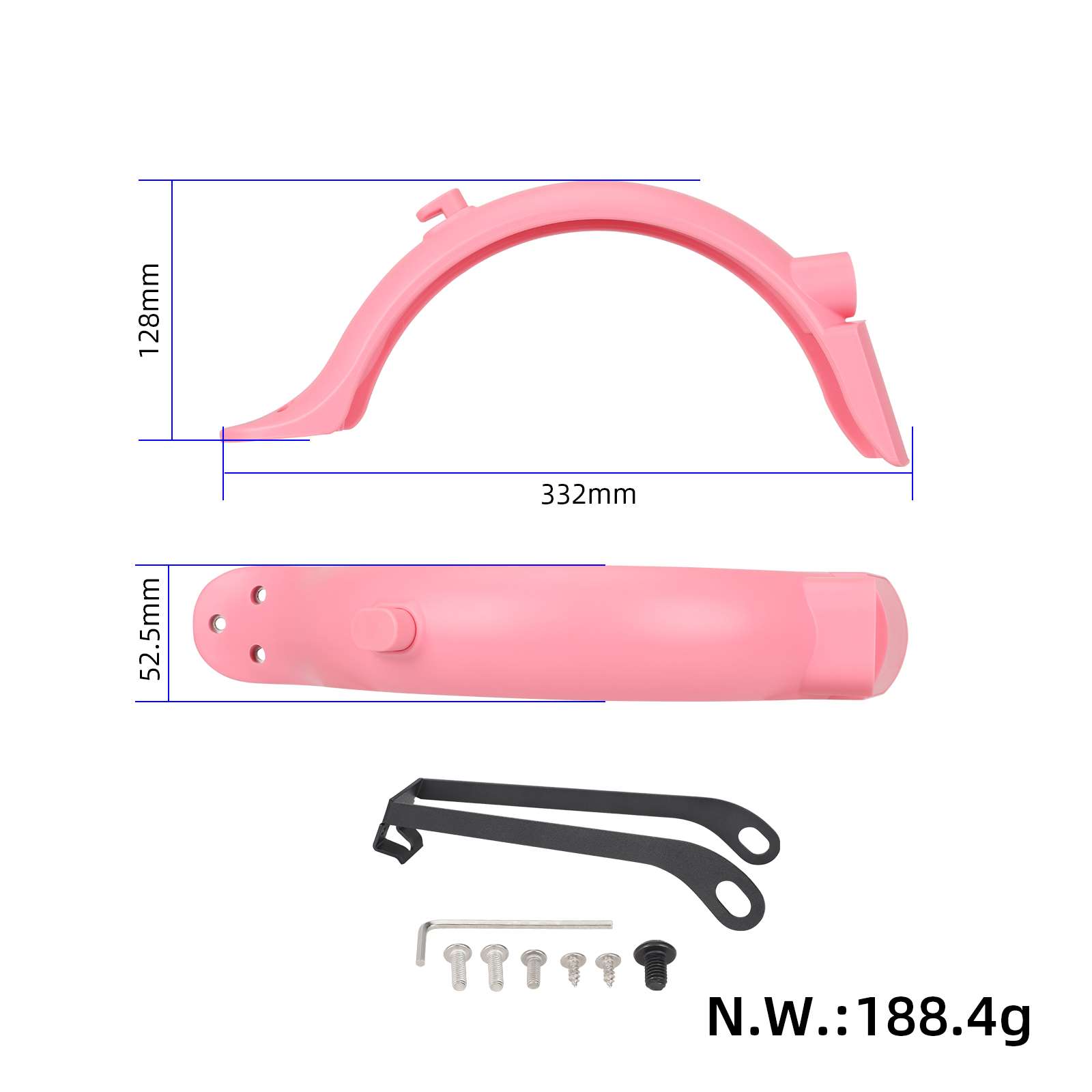 

Комплект заднего крыла для скутеров, сменный аксессуар для задних крыльев с кронштейном для крыла, совместимый с M365/1S/ProPro2 розовый