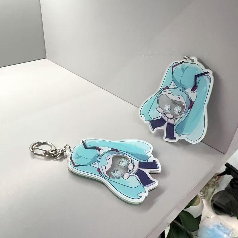 Acrylic HATSUNE MIKU Keychain Cute Anime Shaker Charm Best Friend Gift Cosplay Accessories