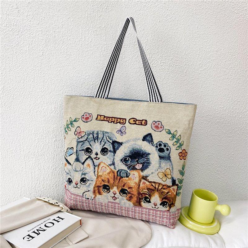

Canvas Bag for Women Stylish Bag Work Commuter Bag Canvas Bag Portable Bag Big Bag Shoulder Bag Women s Bag Tote Bag Five Kittens (Upgrade thickened)