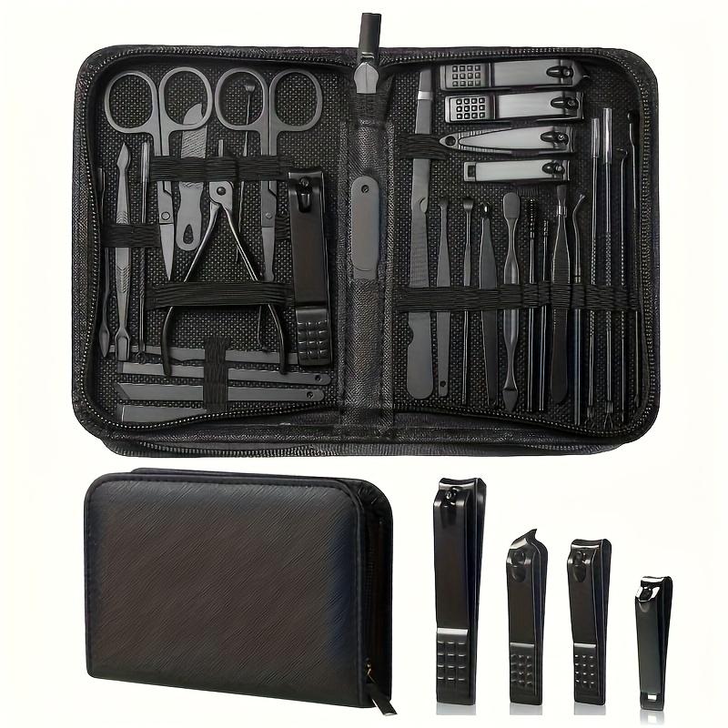 32pcs Set Luxury Nail Care Set in Black And Brown Including Ingrown Nail Clippers Manicure Tool Set, Covering Blackhead Remove