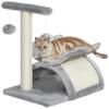 Plush Cat Scratching Post with Sisal Pole, Kennel and 2 Balls, 40x30x43cm, Grey