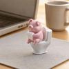 Cute Mini Pink Pig Toilet Figurine Funny Desktop Ornament Bathroom Shelf Home Decor Novelty Gift