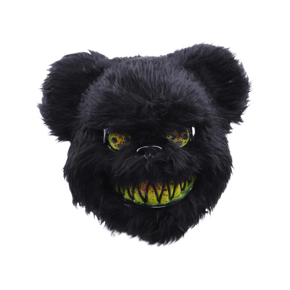 Face Cushion Spooky Throw Pillow Halloween Face Cushion with Light-up Furry Prop for Rave Parties Spooky Bear Rabbit Costume