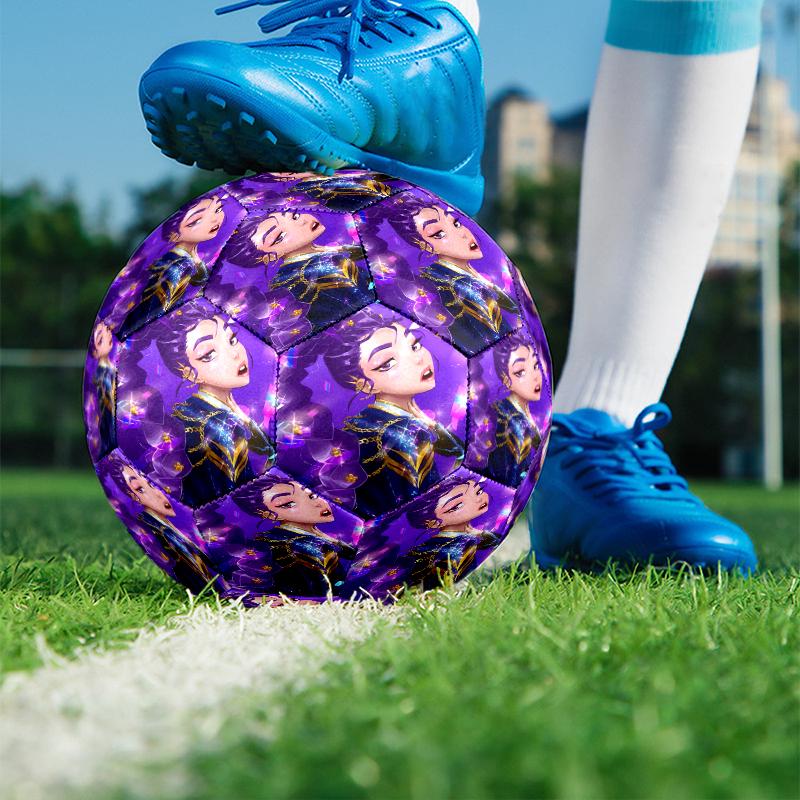 KPop Demon Hunters Print Size 5 Soccer Ball, PU Wear Resistant Football for Match Training and Daily Practice, Birthday Gift for Soccer Fans