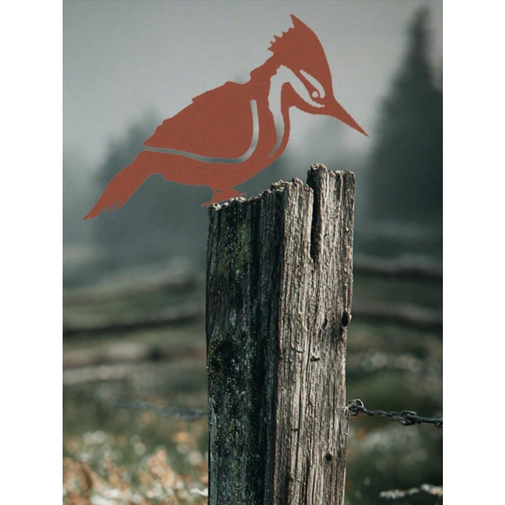 Rustic Metal Bird Silhouettes Woodpecker Robin Garden Fence Patio Yard Art Outdoor Wall Decor Halloween Christmas Gift for Home Holiday Decoration