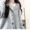 Women's Gray Knitted Hooded Cardigan - New Spring/Autumn Petite High-End Sweater Coat