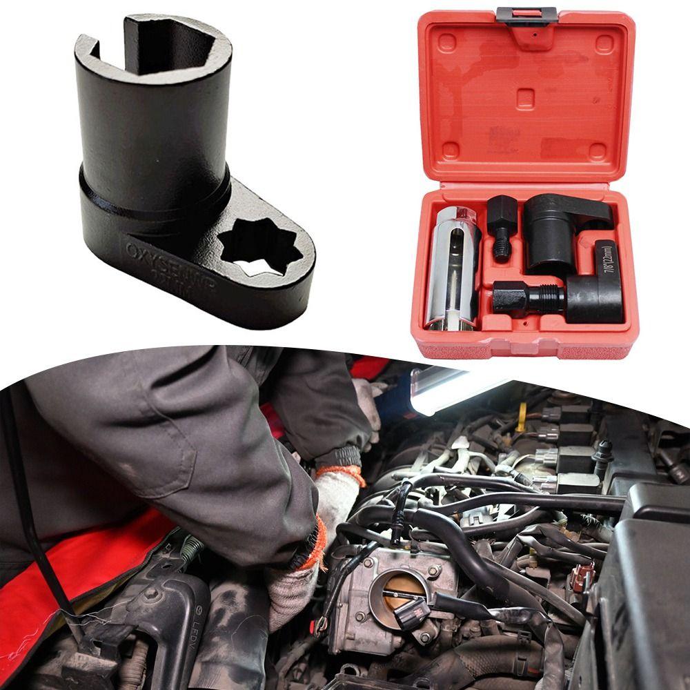 3/5PCS Red Box Oxygen Sensor Removal Tool Plum Blossom Square Mouth Steel Oxygen Sensor Wrench Kit Repair Tool Sleeves
