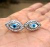 Artisan Crafted 925 Silver Evil Eye Cz Protection Earrings, Amulet Nazariya, Eye Shape, Mother of Pearl Jewelry, Handmade, Handcrafted #4