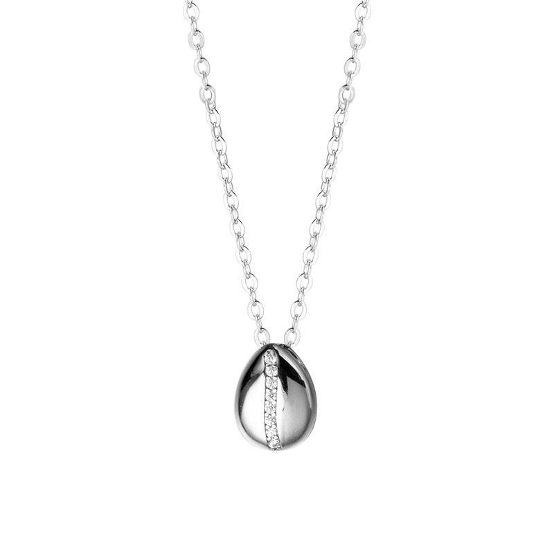 Banyan Tree Women's Gold-Plated Silver Coffee Bean Necklace - Simple, Versatile Clavicle Chain, Light Luxury High-End Design.