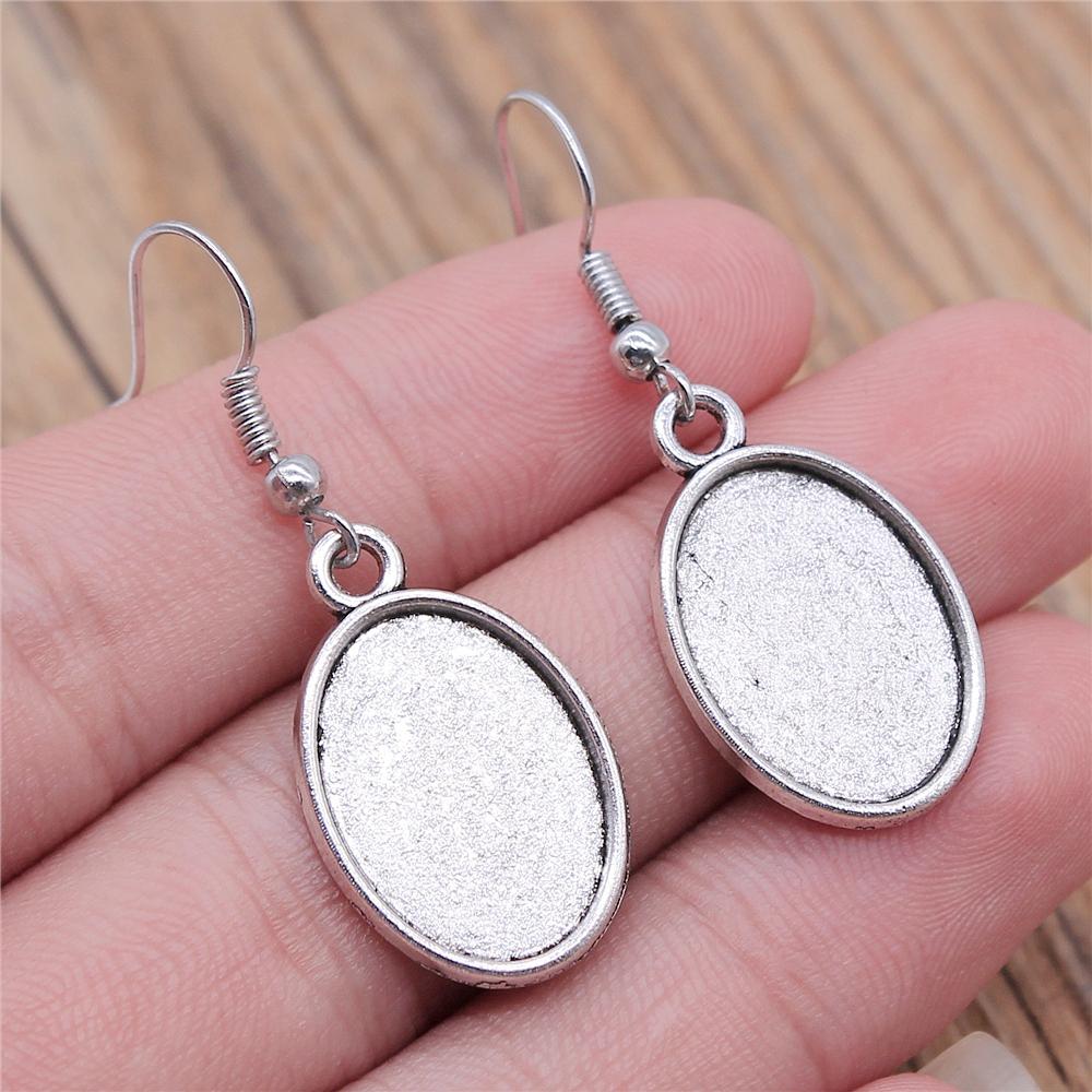 Fit 13x18mm Cabochons Oval Blank Setting Bezel Blank Cabochon Earring Base For DIY Earring Making