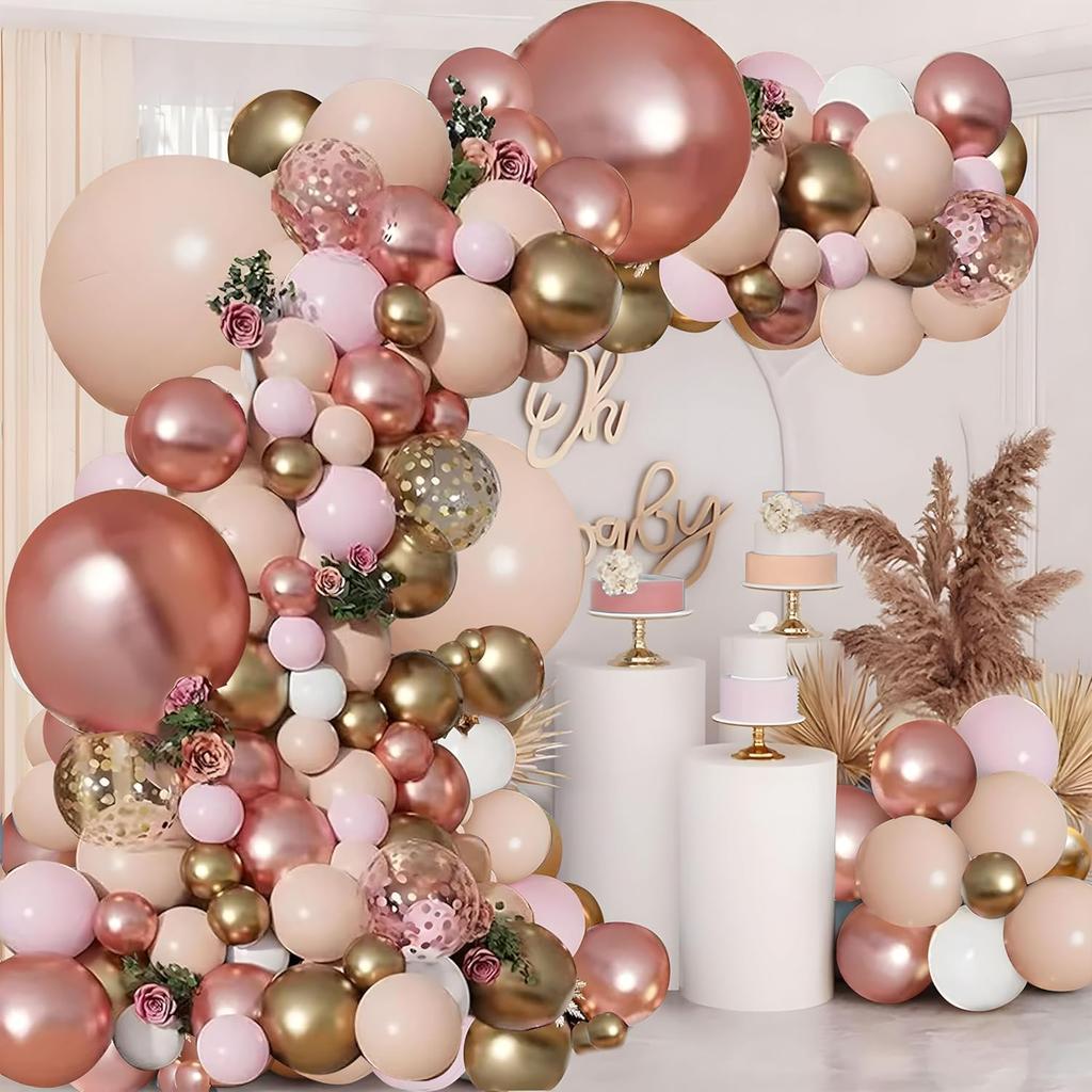 Dark Blue Gold White Metallic Rose Gold Pink Balloon Arch Set for Birthday Party Baby Shower Wedding Graduation Prom Decoration