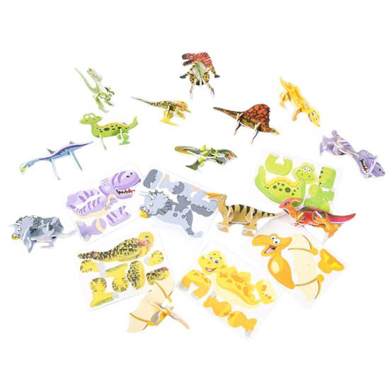100Pcs/Set Kids 3D Puzzle Toy Number Animal Dinosaur Airplane Tank Spinning Top Cognition Jigsaw Assembly Educational Game Kit