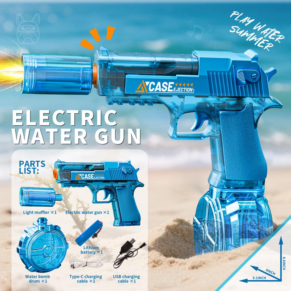 Ręczny i Elektryczny Pistolet na Wodę Dla Dzieci i Dorosłych, Z Lampkami i Akumulatorowym Blasterem Wodnym Na Lato Basen Plaża Outdoor Pistolet na Wodę