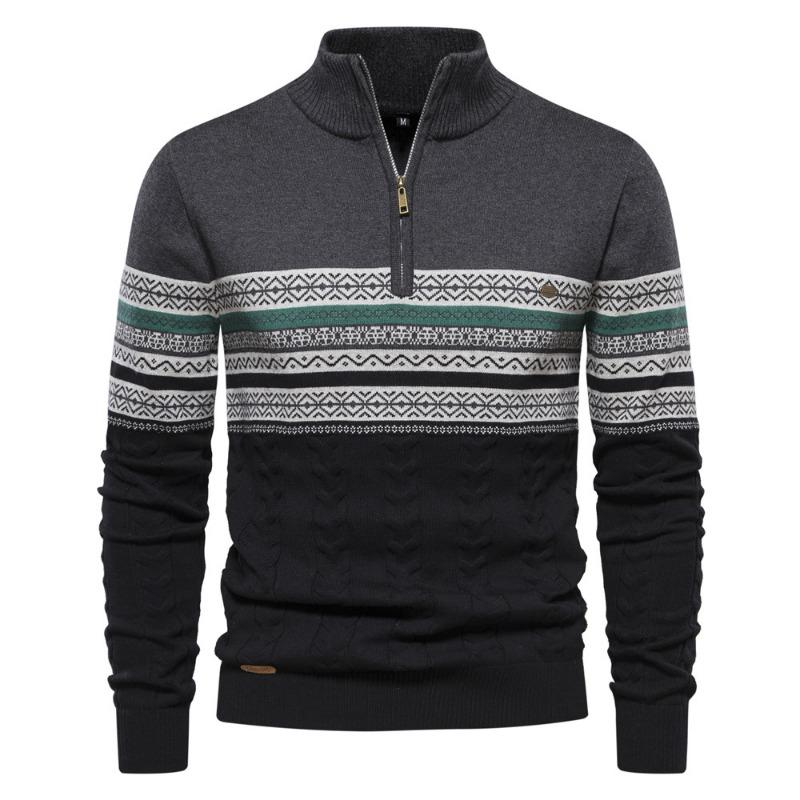 Men’s Euro Fit Stand Collar Half Zip Knit Sweater