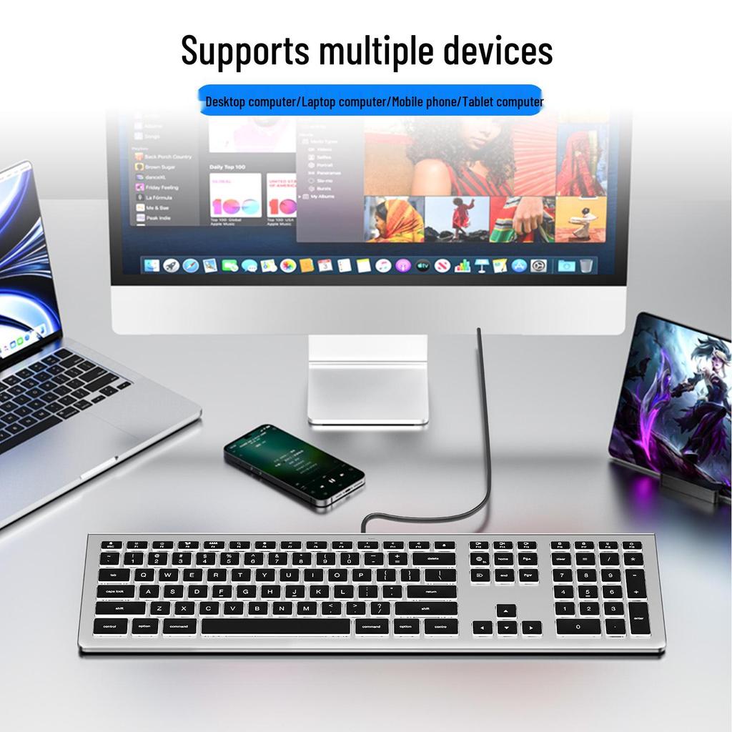 KB460 Ultra-Thin RGB Backlit Silent Wired Keyboard for Gaming & Office Use