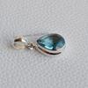 Handmade Teardrop Blue Topaz Pendant: 925 Sterling Silver