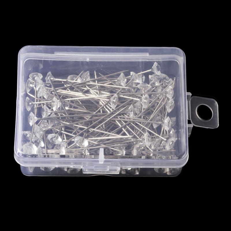 50/100/150/200Pcs Crystal Diamond Head Pins 1.5inch Diamond Head Straight Pins, Steel Bouquets Pins Corsages Flower Pins