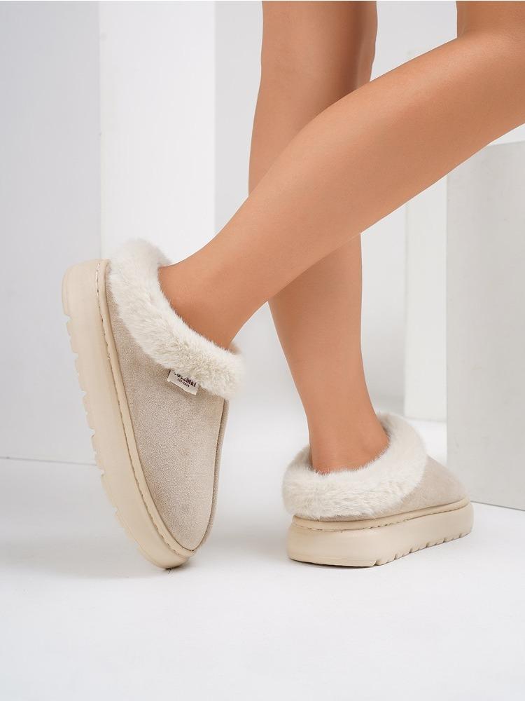 Hairy Slippers for Home Use, Anti Slip and Warm Cotton Slippers, Winter Women's Thick and Plush Cotton Slippers
