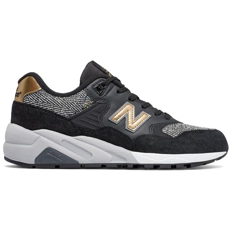 New Balance Nb 580 Minimalist Casual Leather Low-Top Marathon Running Shoes Women Sneaker Black Gold WRT580CD