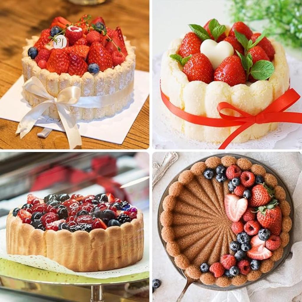 Silikon Charlotte Kuchenform, 8 Zoll Runde Kuchenform, Antihaft-Kuchenformen für Käsekuchen, Schokoladenkuchen, Regenbogenkuchen, Erdbeerkuchen